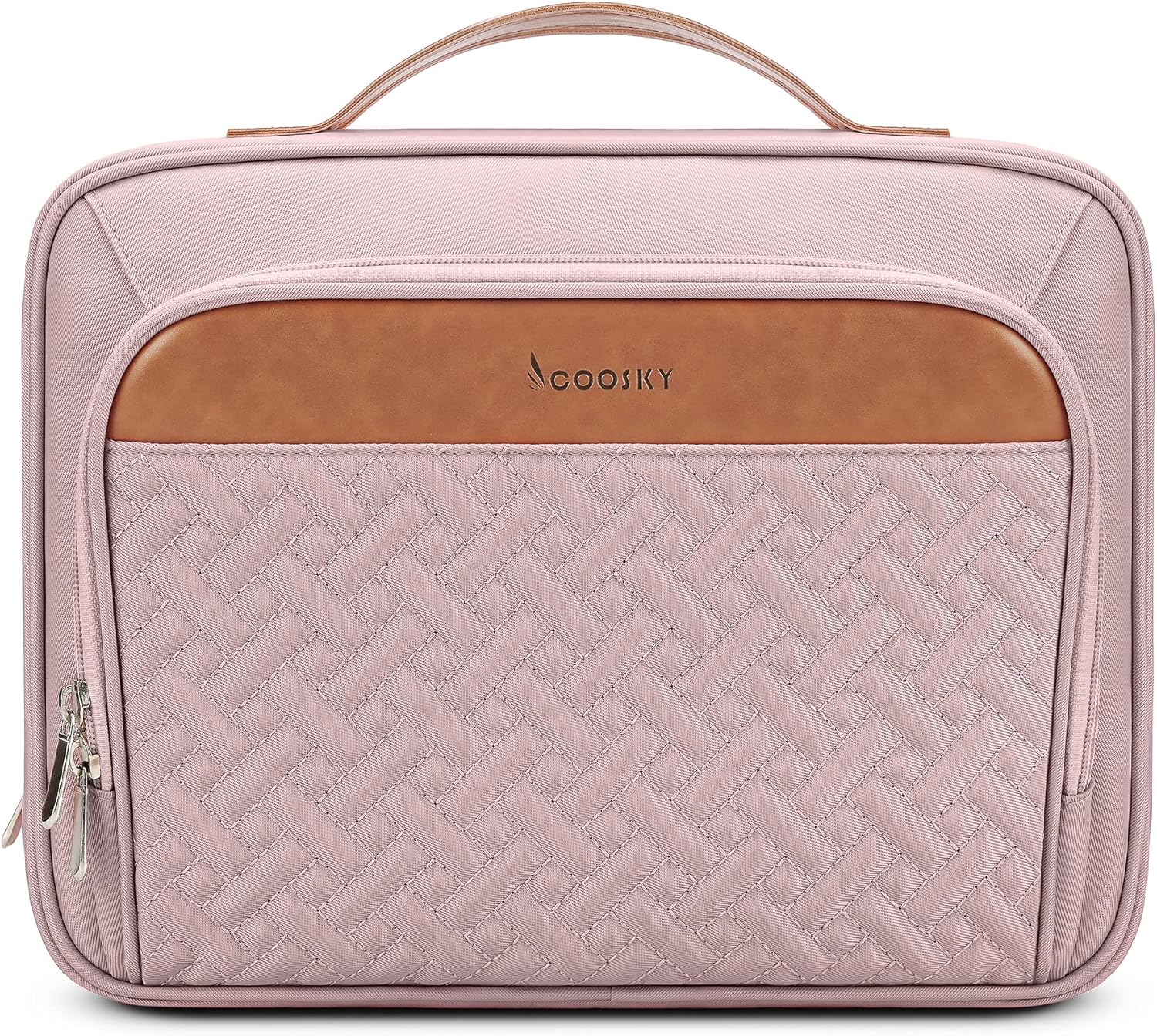 Travel Hanging Toiletry Bag for Women and Men, with 8 Leak Proofing Silicone Bottle Covers, Waterproof Makeup Accessories, Cosmetic Essentials, Cruise Ship Toiletries Bag with Jewelry Organizer, Pink