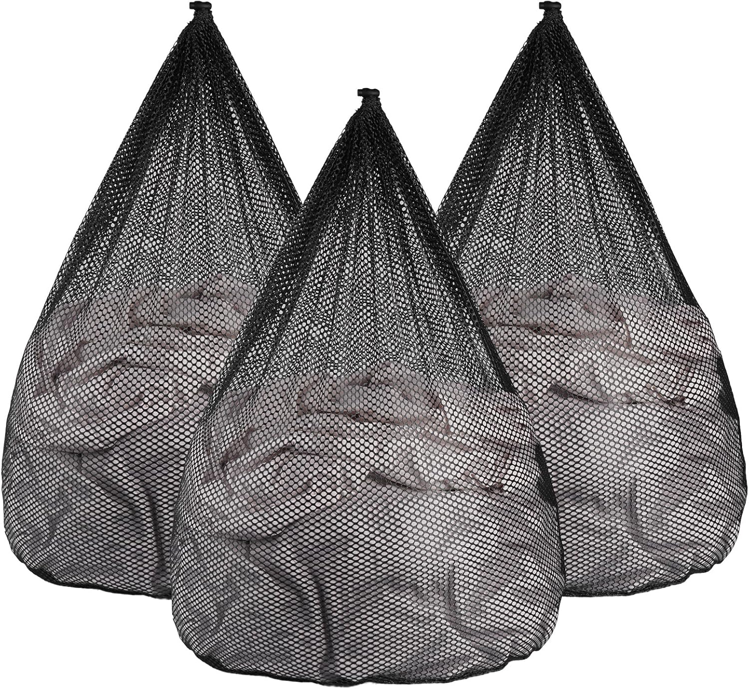 3Pcs Mesh Laundry Bags Washing Machine Mesh Wash Bags Jumbo for Delicates Clothes,Bed Linen,Toys with Drawstring Closure Sturdy (Black, Jumbo 3 pcs)