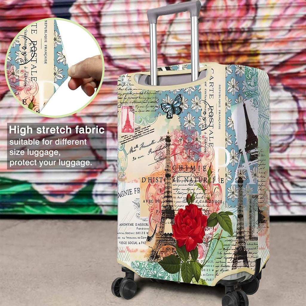 Travel Luggage Cover Suitcase Protector Fits 18-32 Inch Wheel Covers PatternedTravel Related Items Flower Luggage Protector Elastic L