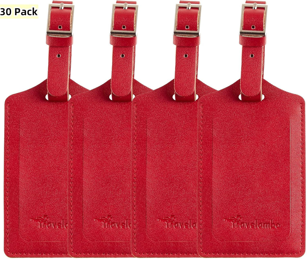 Travelambo Luggage Tags for Suitcases PU Leather Travel Tags Bag Tags Privacy Protection Travel Essentials
