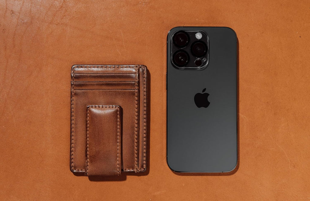 House of Jack Co. Carryall Slim Money Clip Wallet for Men, Strong Magnetic Clip, Front Pocket Wallet Card Holder, Full Grain Cowhide Leather,Tan