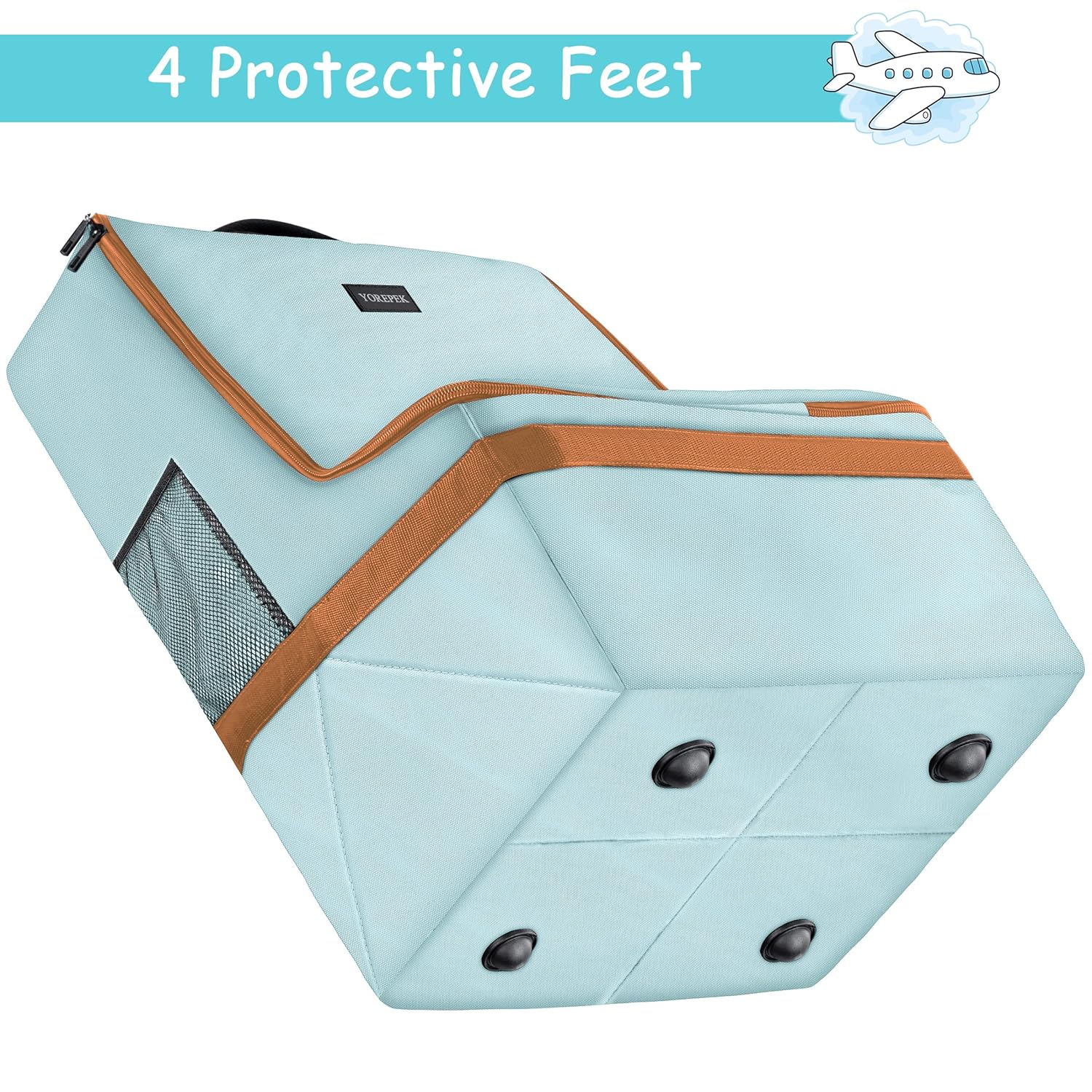 YOREPEK Padded Car Seat Travel Bag for Air Travel, Carseat Cover Backpack with Shoulder Straps, Large Carseat Gate Check Bag, Baby Travel Essential(Light Cyan)