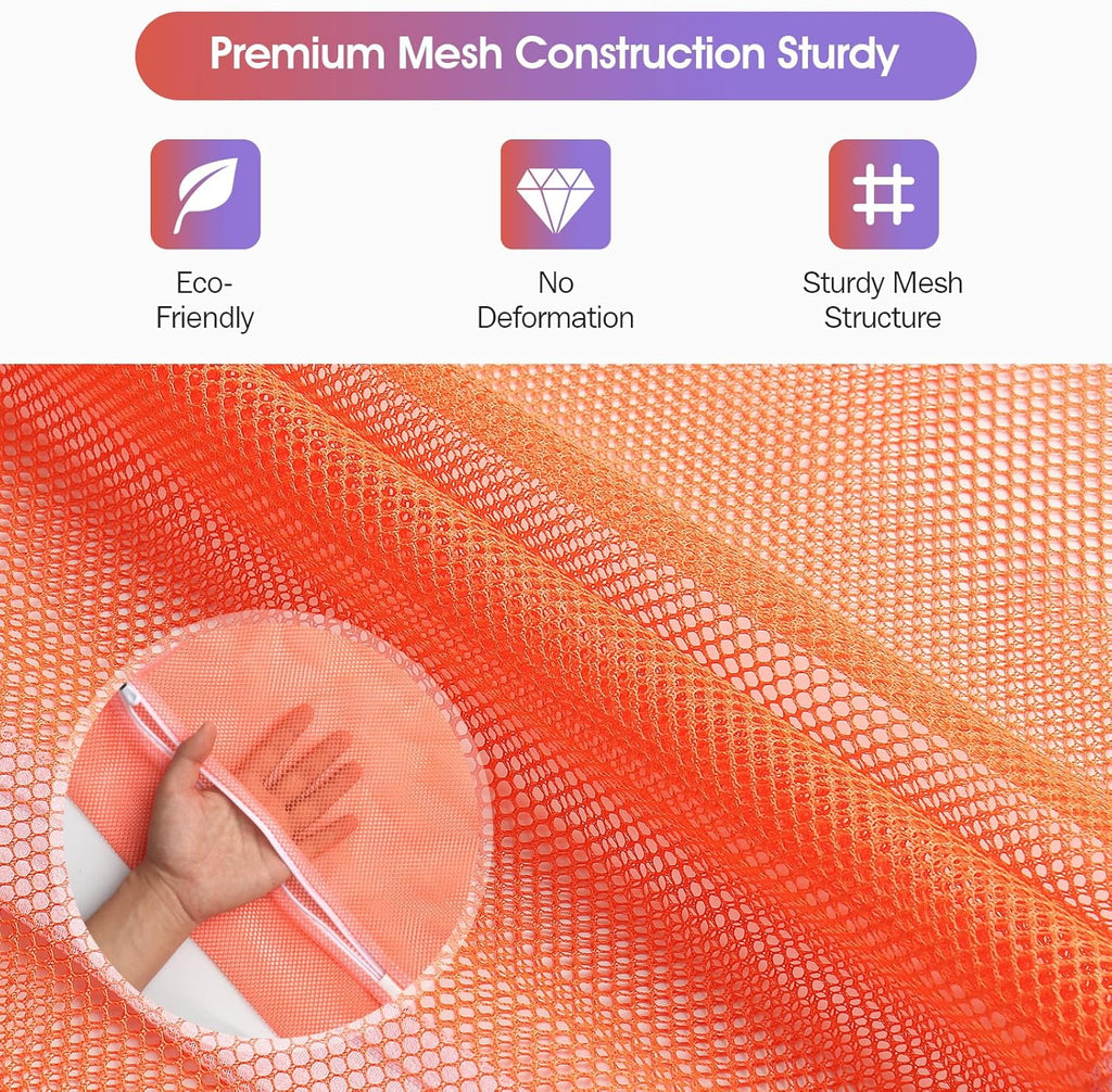 5Pcs Sturdy Mesh Laundry Bags for Delicates, Lingerie, Bras, Travel and Organzie - 5 Color(14x20 Inch)