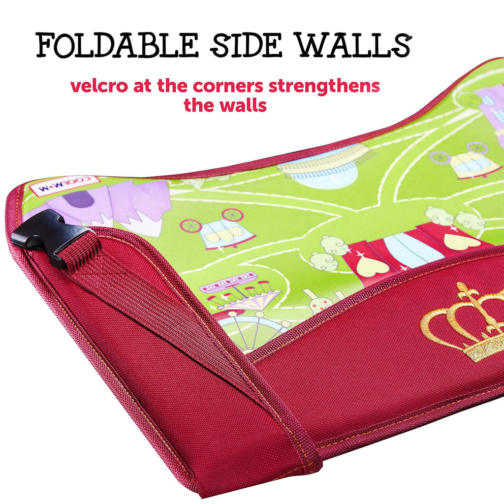 Coolmum Kids Travel Tray, Toddler Car Seat Tray, Double Sided Activity Organizer, Snack Lap Tray, Baby Stroller Table, Airplane Play Table, Waterproof and Foldable (Premium Red)