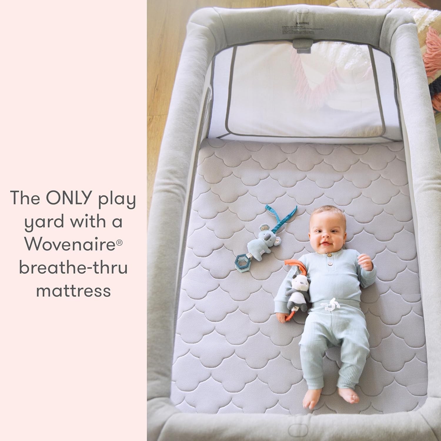 Newton Baby Deluxe Travel Crib & Play Yard | Breathable, Washable Mattress, Foldable Playpen for Toddlers, Travel Bag, Grey