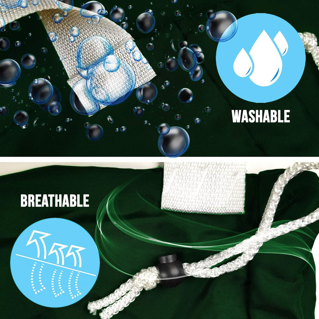 American Laundry Bags | Backpack with Shoulder Strap 2 piece set | Heavy Duty Clothes Holder | Travel Hamper for College Dorm | Portable Wash Bag | Green color | 30" x 40" size | Made in the USA