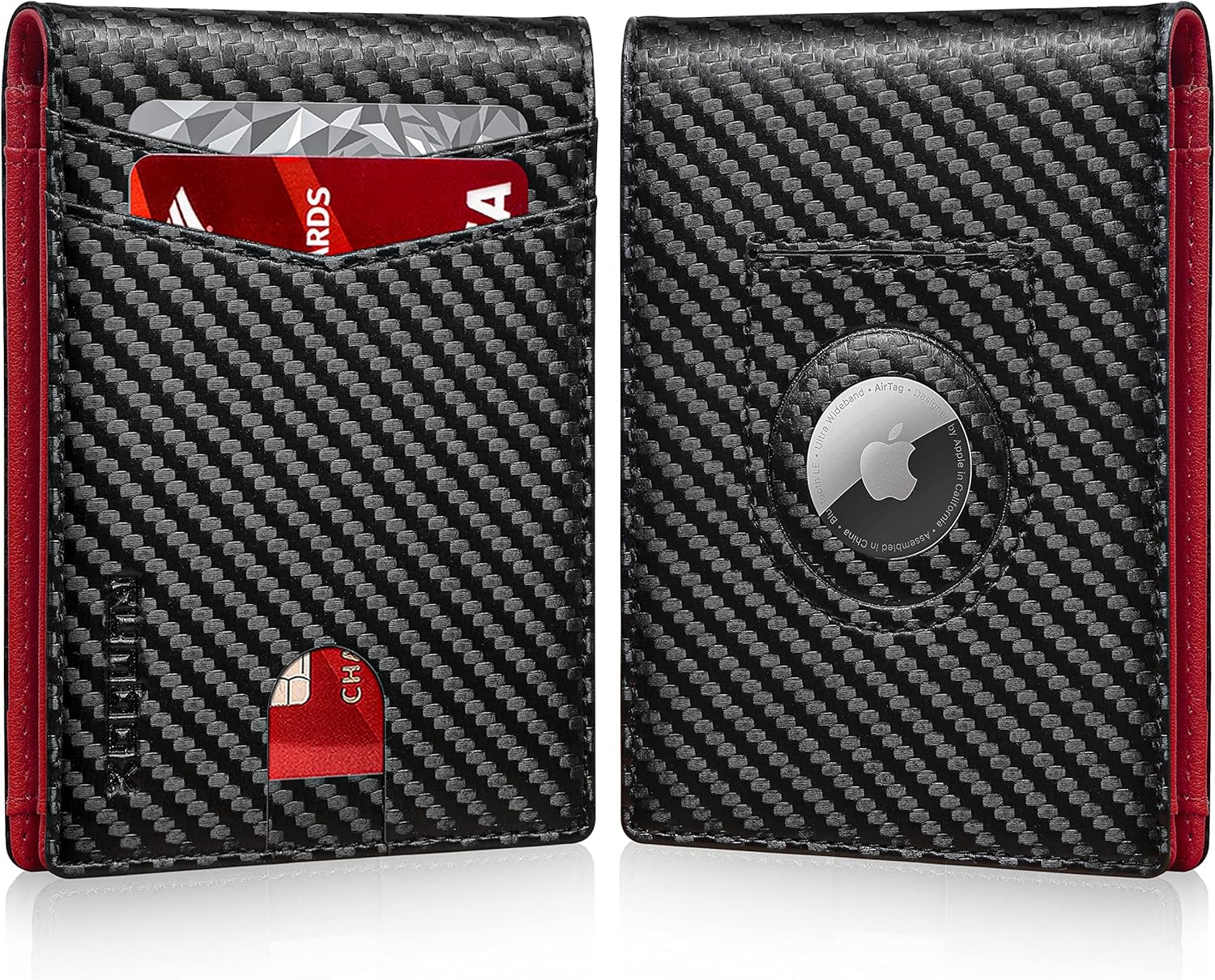 RUNBOX AirTag-Wallet-Mens-Slim-RFID Blocking Wallets Leather with Bill Compartment Air Tag Bifold Card Holder Wallet Gifts for Men Dad