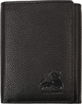 BULL GUARD Mens RFID Wallet, Black Top Grain Genuine Leather, ID and Secret Pocket, Trifold for Work, Sport, Outdoors