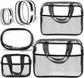 XEWEA Clear Travel Toiletry Bags & Small Electronic Accessories Organizer Case, 6 PCS TSA Approved Transparent Makeup Bag for Women Men, Waterproof PVC Quart Pouch with Zipper for Airline Essentials
