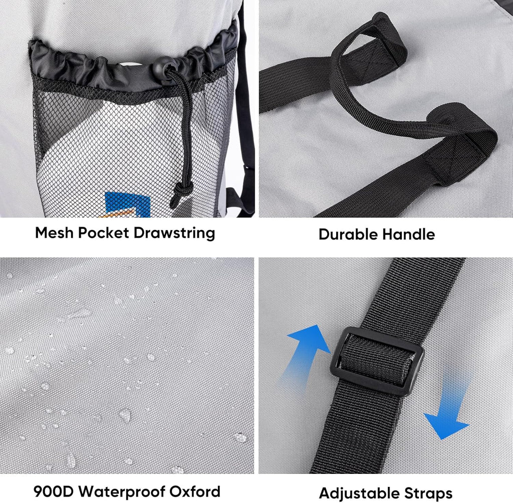 BALEINE 120L Laundry Bag Backpack, 900D Oxford Fabric Large Travel Laundry Bags with Shoulder Straps and 2 Mesh Pockets for College Dorm, Apartment, Laundromat (Gray, 120L)