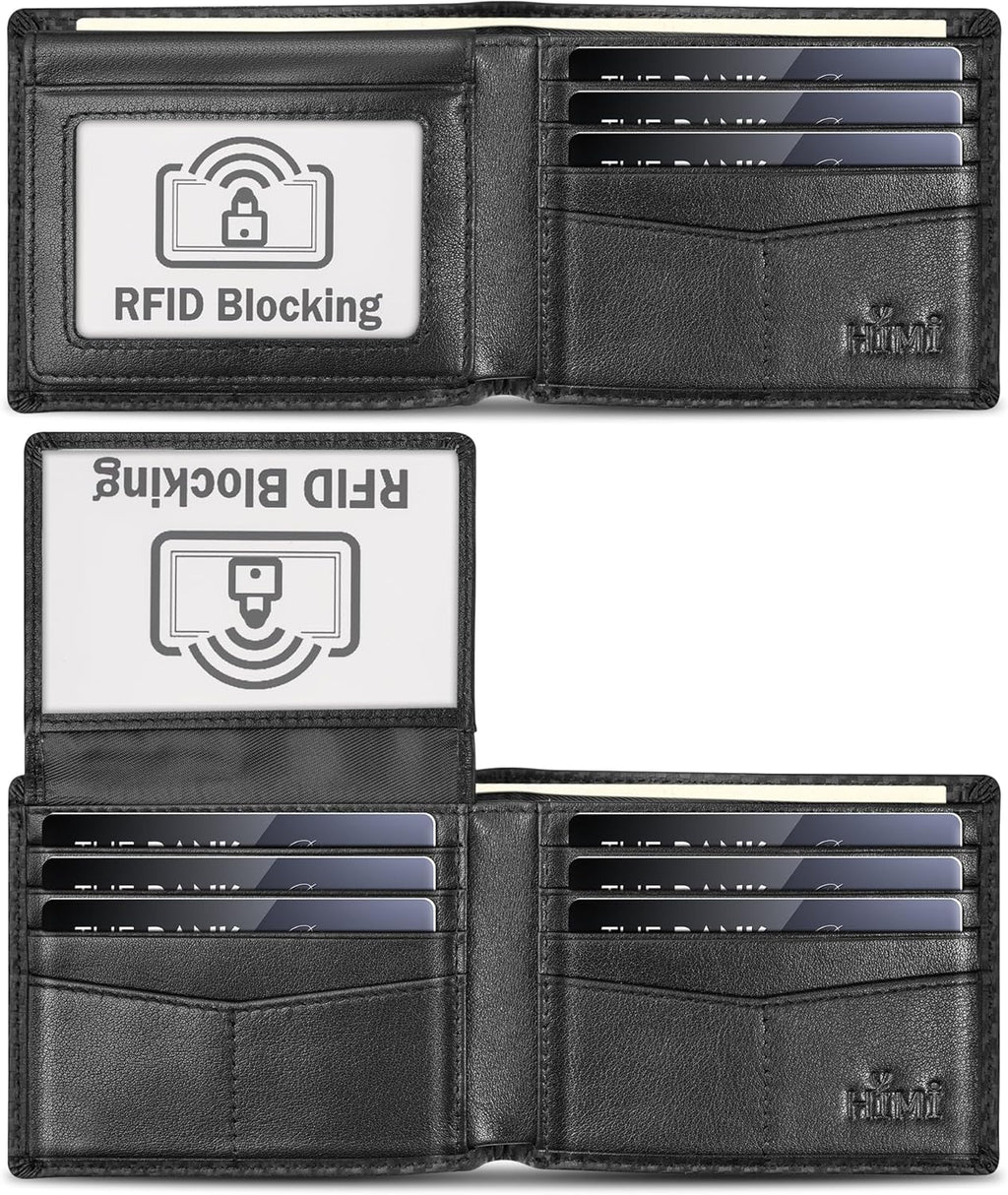 Wallet for Men-Genuine Leather RFID Blocking Bifold Stylish Wallet With 2 ID Window