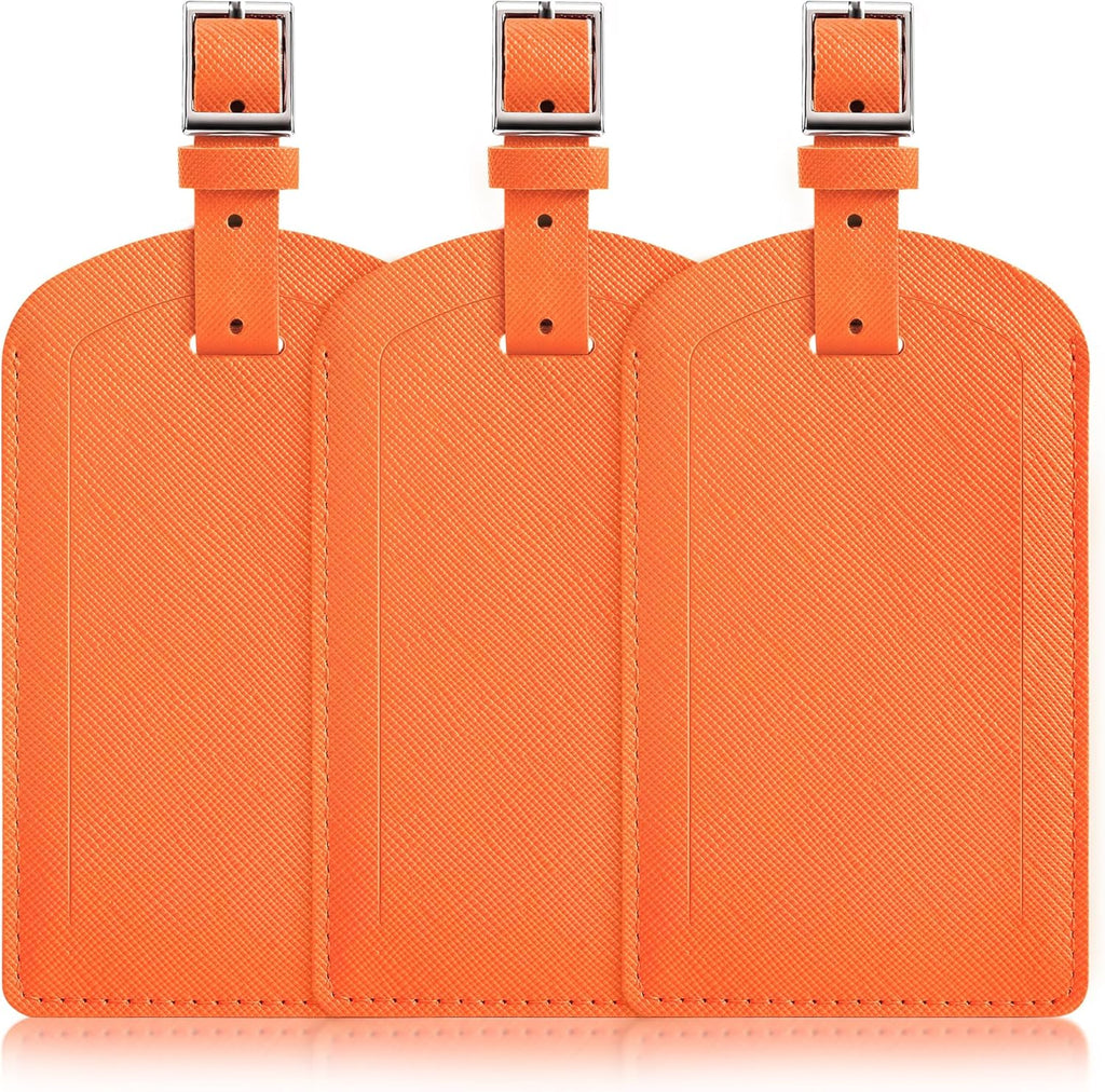3 Pack Luggage Tags for Suitcases, TSA Approved Bag Tags, Baggage Tags with Privacy Protection, Travel Essentials Luggage Accessories, Orange
