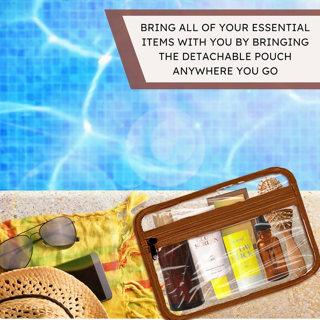 ESSENTE Women's Travel Toiletry Bag with Removable Pouch and Hanging Hook - Water Resistant Makeup Cosmetic Oraganizer with Multiple Compartments for Accessories (OFF WHITE FAUX LEATHER)