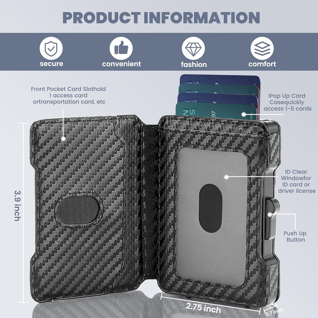 AirTag Wallet for Men, RFID Blocking Slim Mens Wallet with Money Clip, Minimalist Credit Card Holder for Apple Air Tag, Pop Up Card,9-11Cards Capacity | ID Window | Cash Slot | Gift Box（Black）