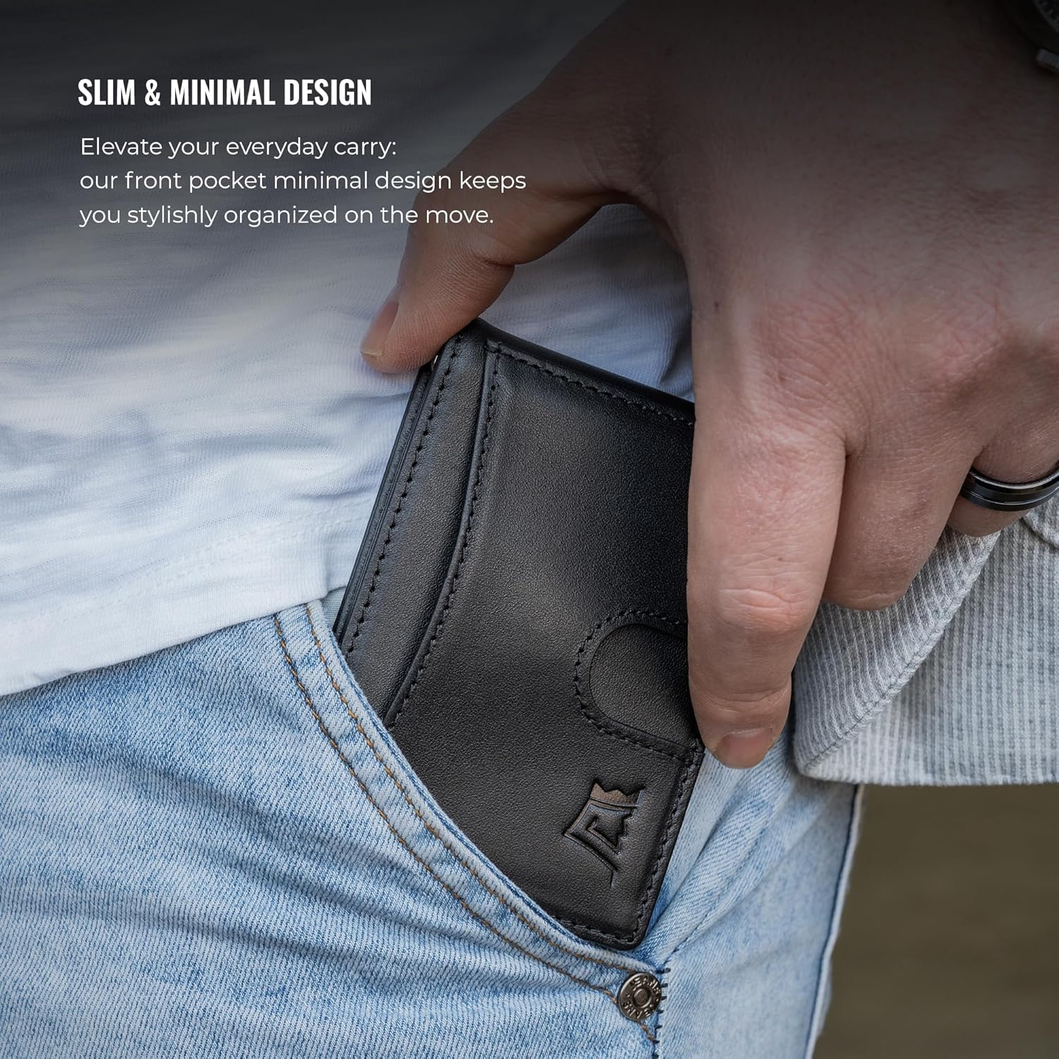 Kings Loot Money Clip Slim Minimalist Wallet for Men | RFID Blocking Leather Design with Money Clip | Front Pocket Bifold Holds 12 Cards | Stylish & Compact Wallets (Black)