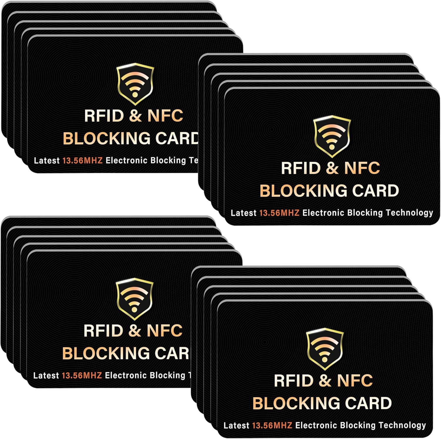 SaiTech IT 20 Pack RFID Blocking Card, One Card Protects Entire Wallet Purse, NFC Contactless Bank Debit Credit Card Protector ID ATM Guard Card Blocker–(Black)