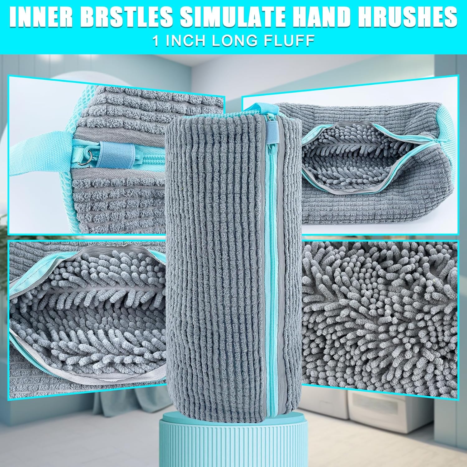 XXL Shoe Washing Machine Bag - 2-Pack Reusable Shoe Cleaning Bags, 360° Deep Clean for Tennis Shoes, Sneakers and Slippers, Includes 2 Shoe Storage Dust Bags (Gray)