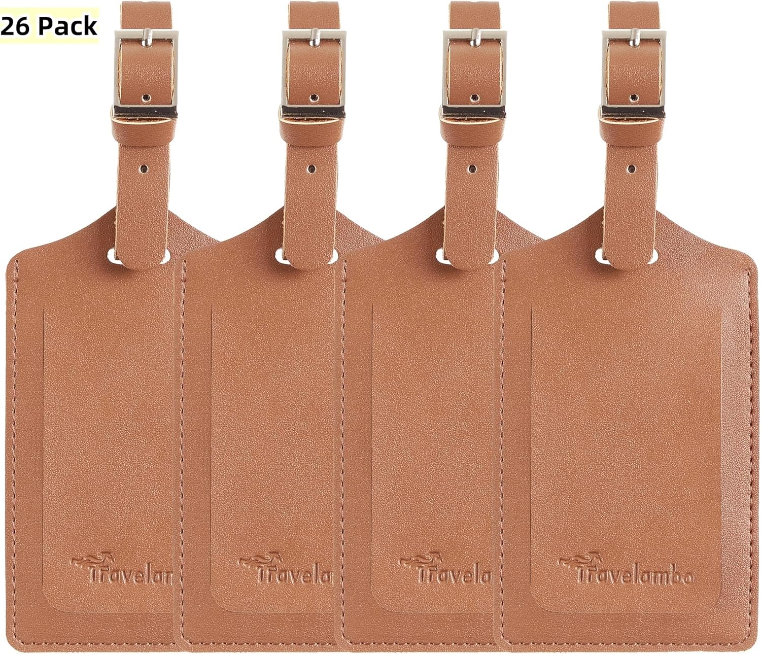 Travelambo Luggage Tags for Suitcases PU Leather Travel Tags Bag Tags Privacy Protection Travel Essentials
