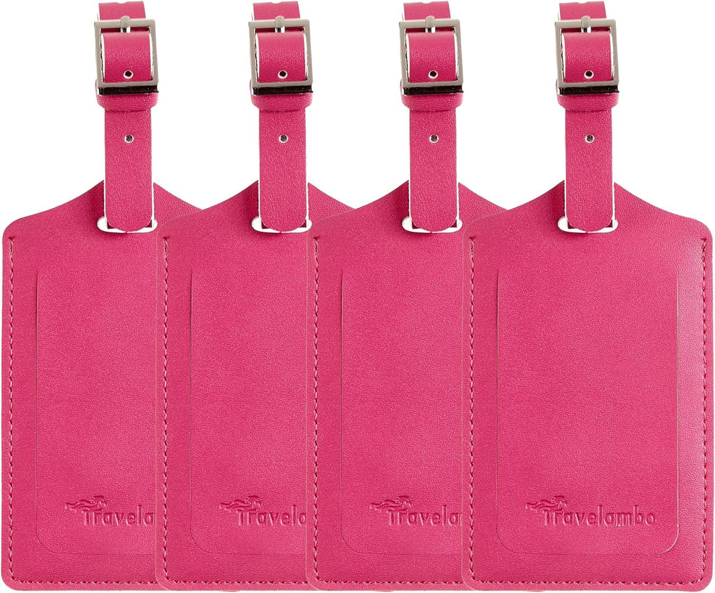 Travelambo Luggage Tags for Suitcases PU Leather Travel Tags Bag Tags Privacy Protection Travel Essentials