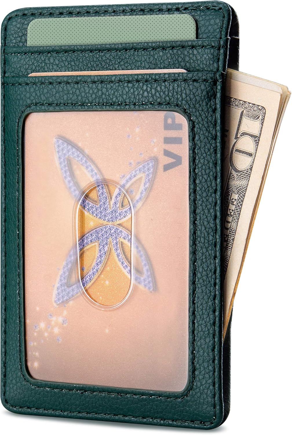 Buffway Mens Slim Wallet, Minimalist Thin Front Pocket Leather Credit Card Holder with RFID Blocking for Work Travel