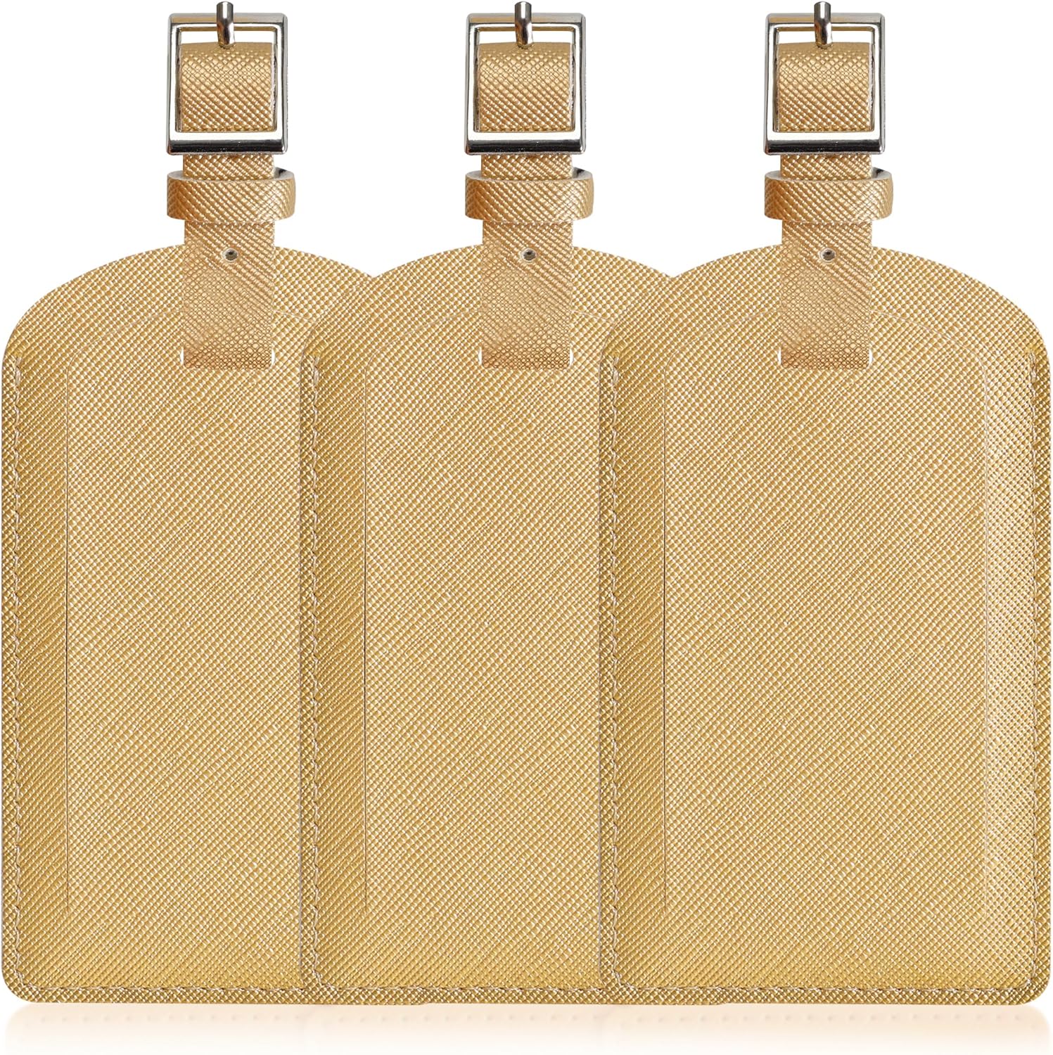 3 Pack Luggage Tags for Suitcases, TSA Approved Bag Tags, Baggage Tags with Privacy Protection, Travel Essentials Luggage Accessories, Golden