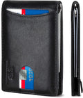 SERMAN BRANDS RFID Blocking Slim Bifold Genuine Leather Minimalist Front Pocket Wallets for Men with Money Clip Thin Mens