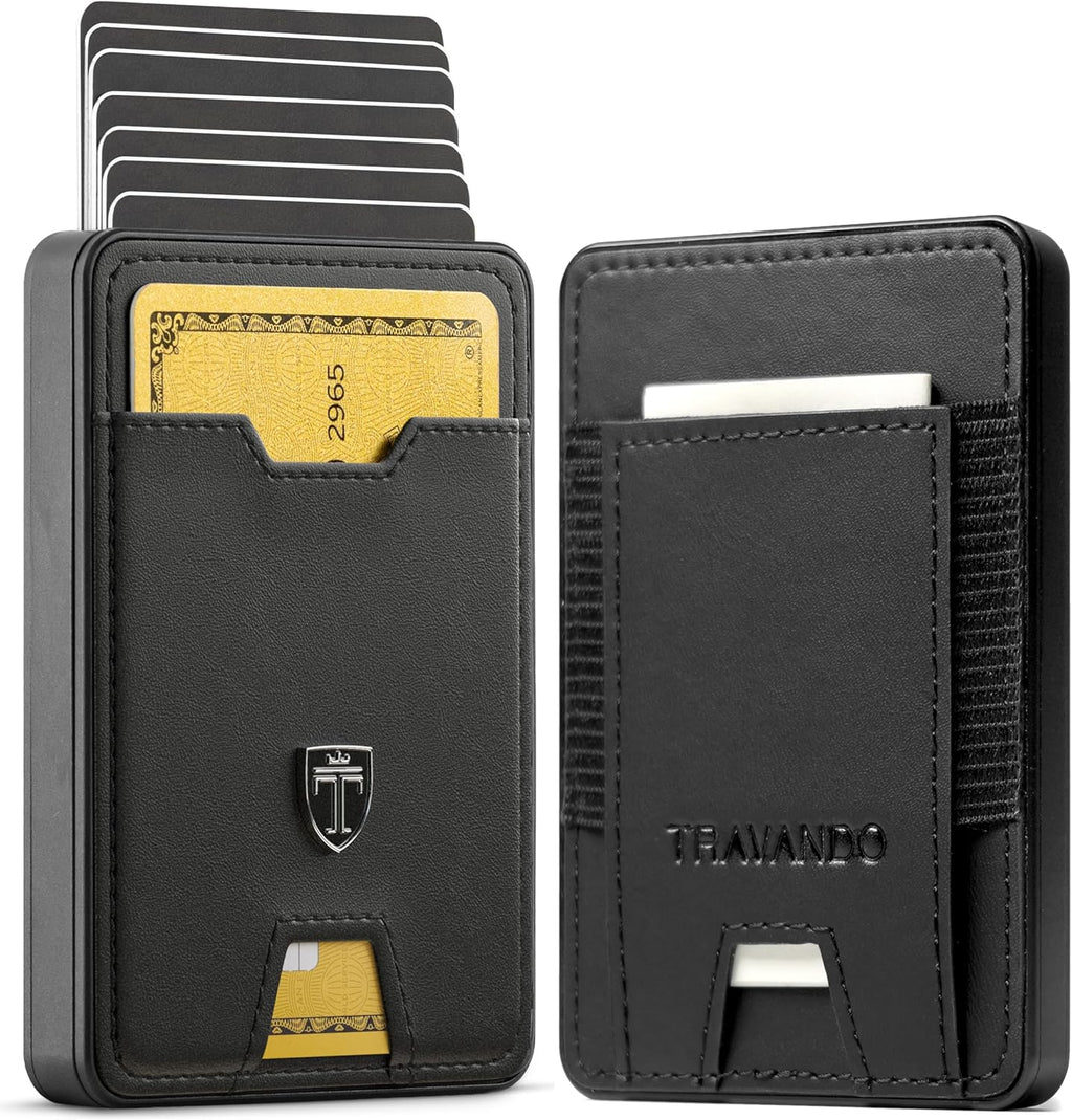 TRAVANDO Swype Slim Wallet for Men Metal RFID Blocking Mens Wallet Card Case (Black)