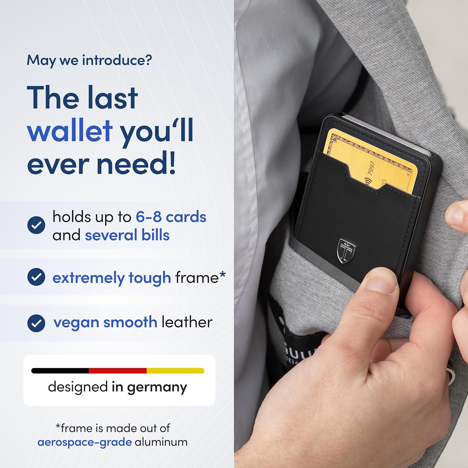 TRAVANDO Swype Slim Wallet for Men Metal RFID Blocking Mens Wallet Card Case (Black)