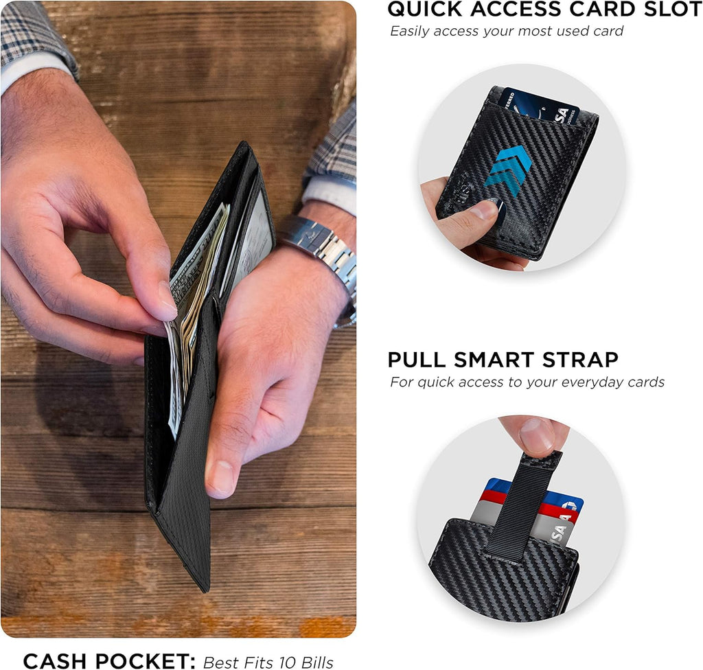 SERMAN BRANDS RFID Blocking Slim Bifold Genuine Leather Thin Minimalist Front Pocket Wallets for Men Billfold Wallet Men Gift