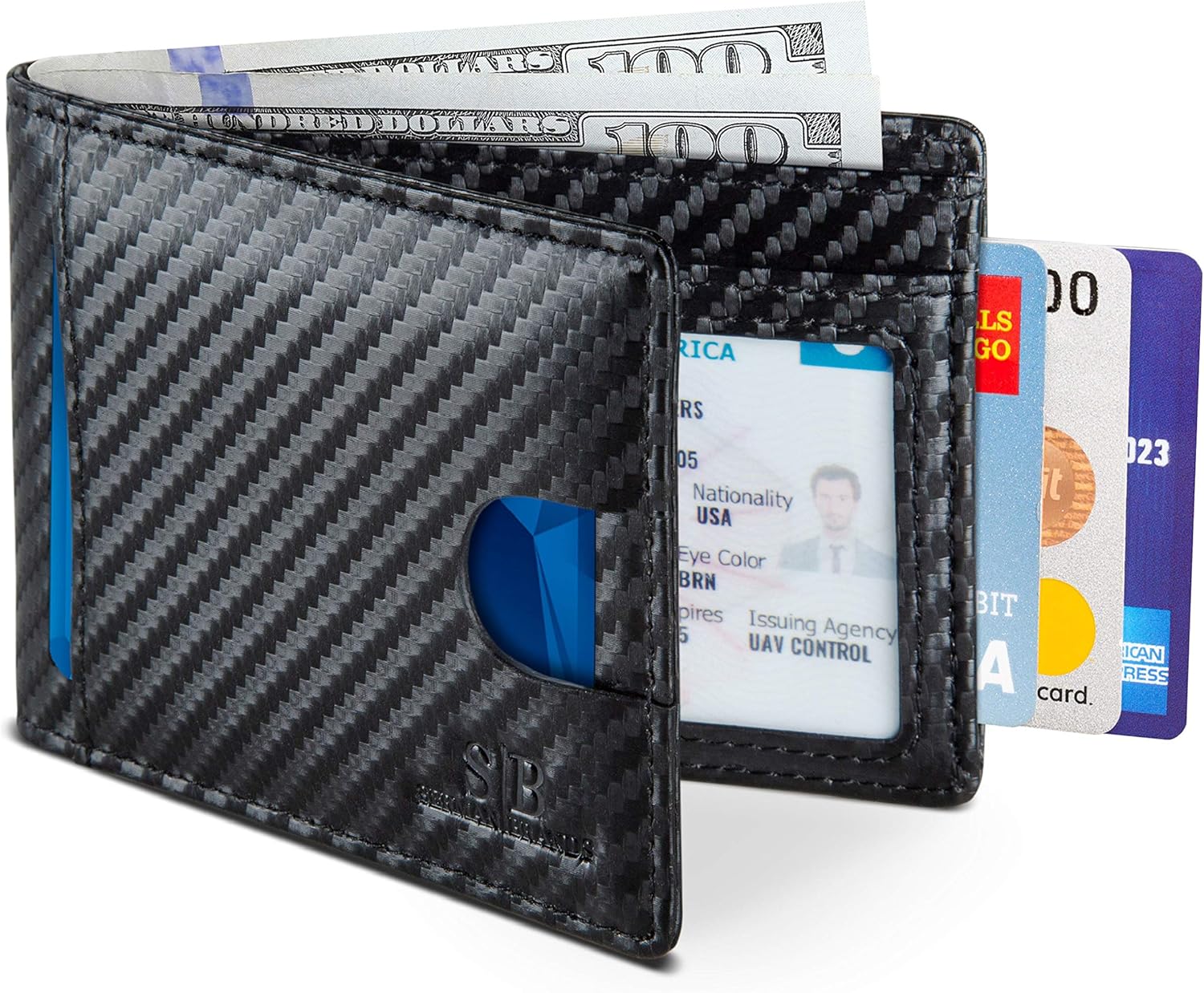 SERMAN BRANDS RFID Blocking Slim Bifold Genuine Leather Thin Minimalist Front Pocket Wallets for Men Billfold Wallet Men Gift